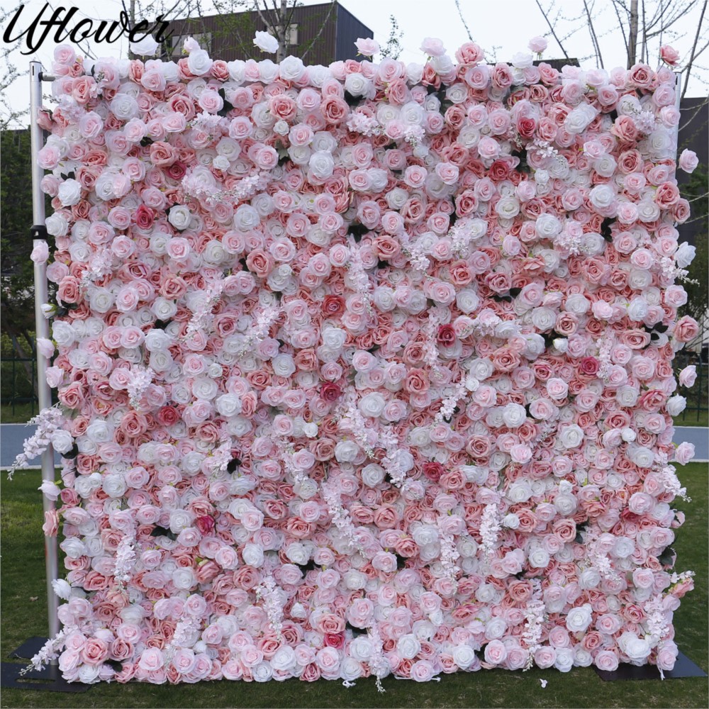 Flower Wall Panel - Uflower 5D Różowo-Biała Ściana z Kwiatów