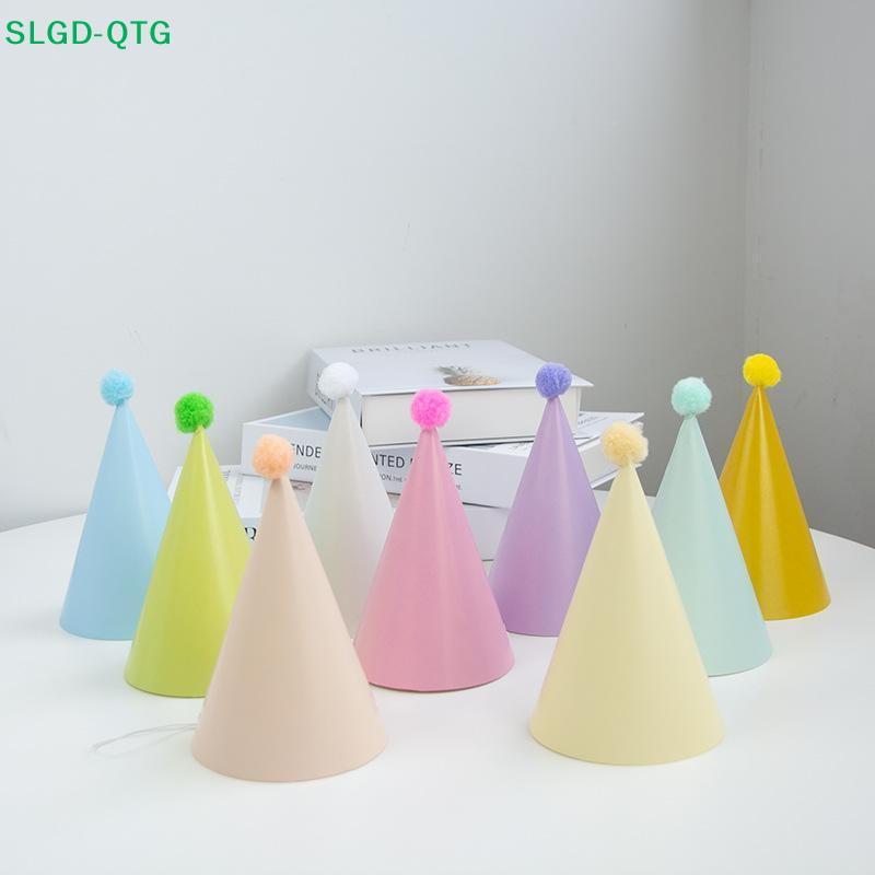 Party Hat Cone - 5/6/9/12 szt. Kostki Urodzinowe z Pomponem,